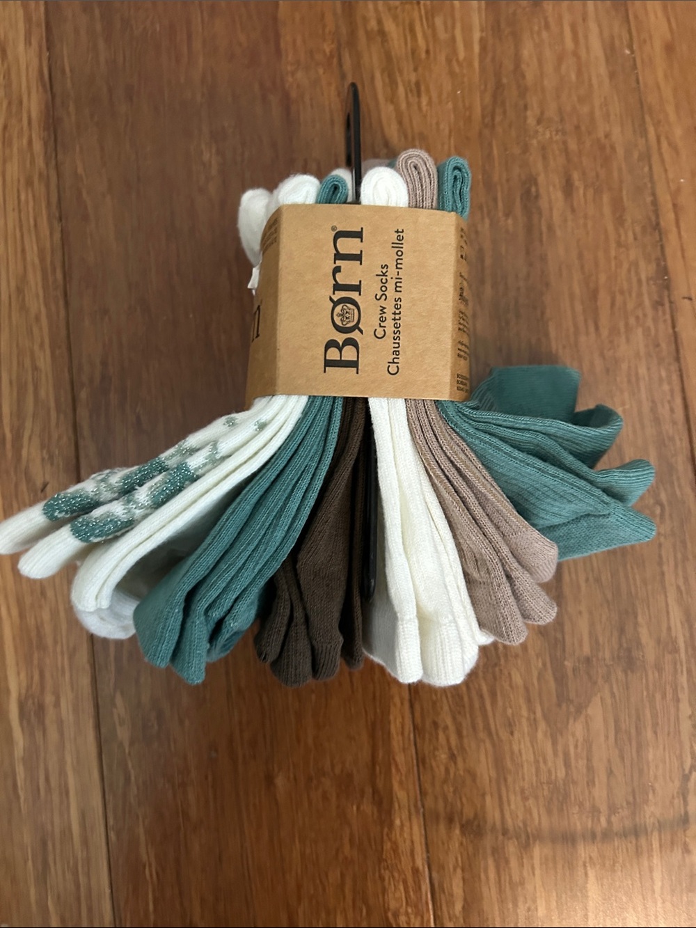 Born Crew Socks Pack - Cream, Teal & Tan Mix